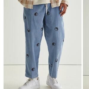 Urban Outfitters Yin & Yang Embroidered Corduroy Beach Pants Blue Men’s